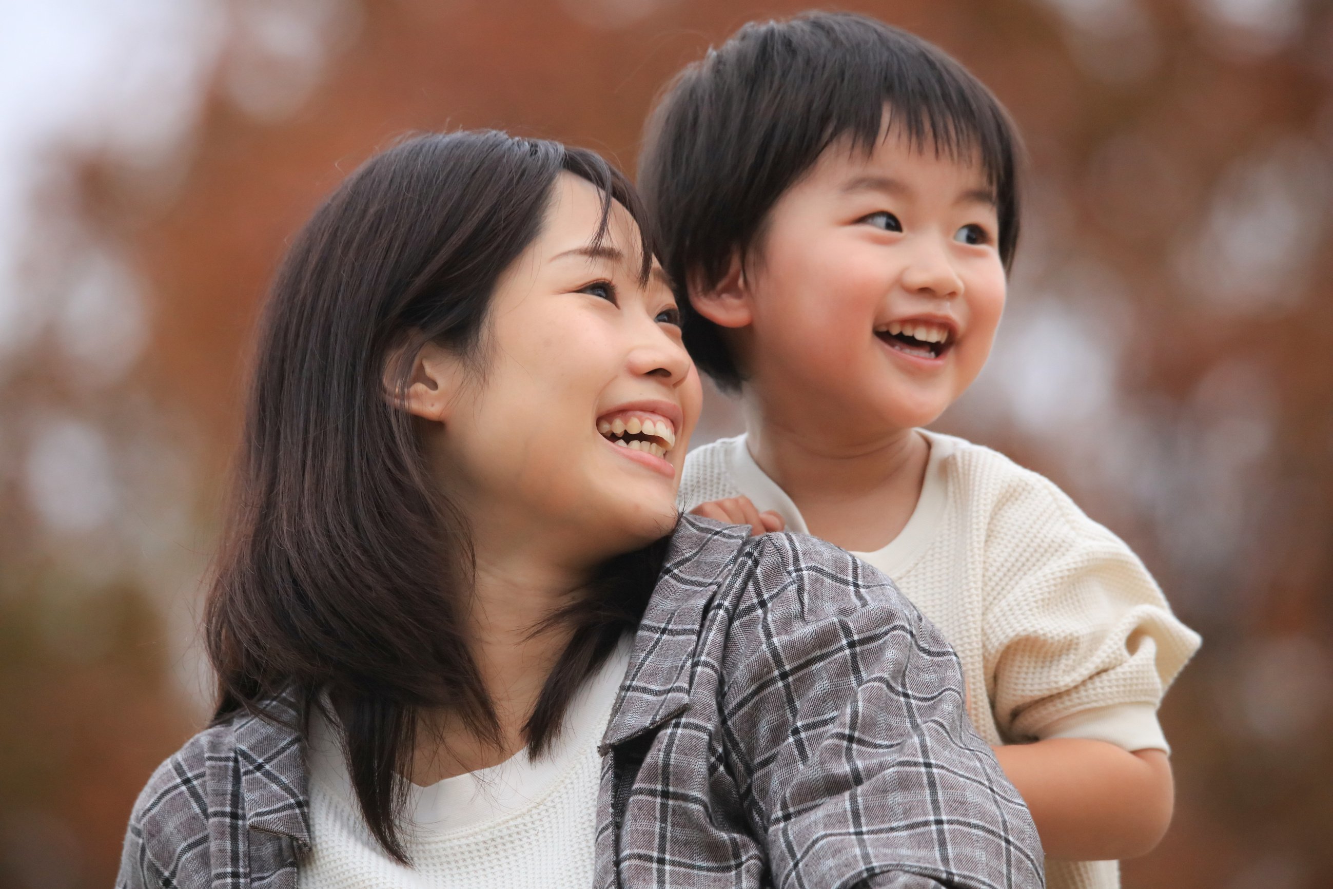 Smiley parent and child