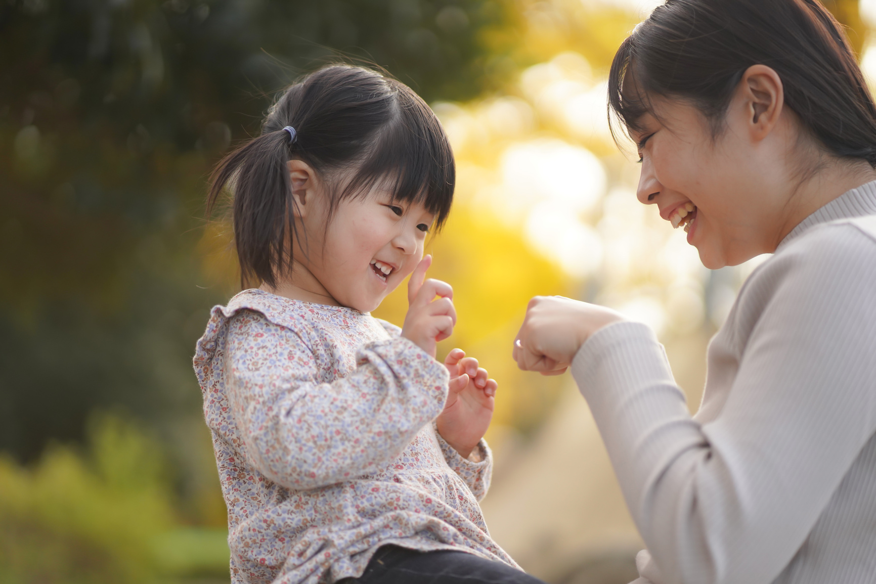 Smiley parent and child